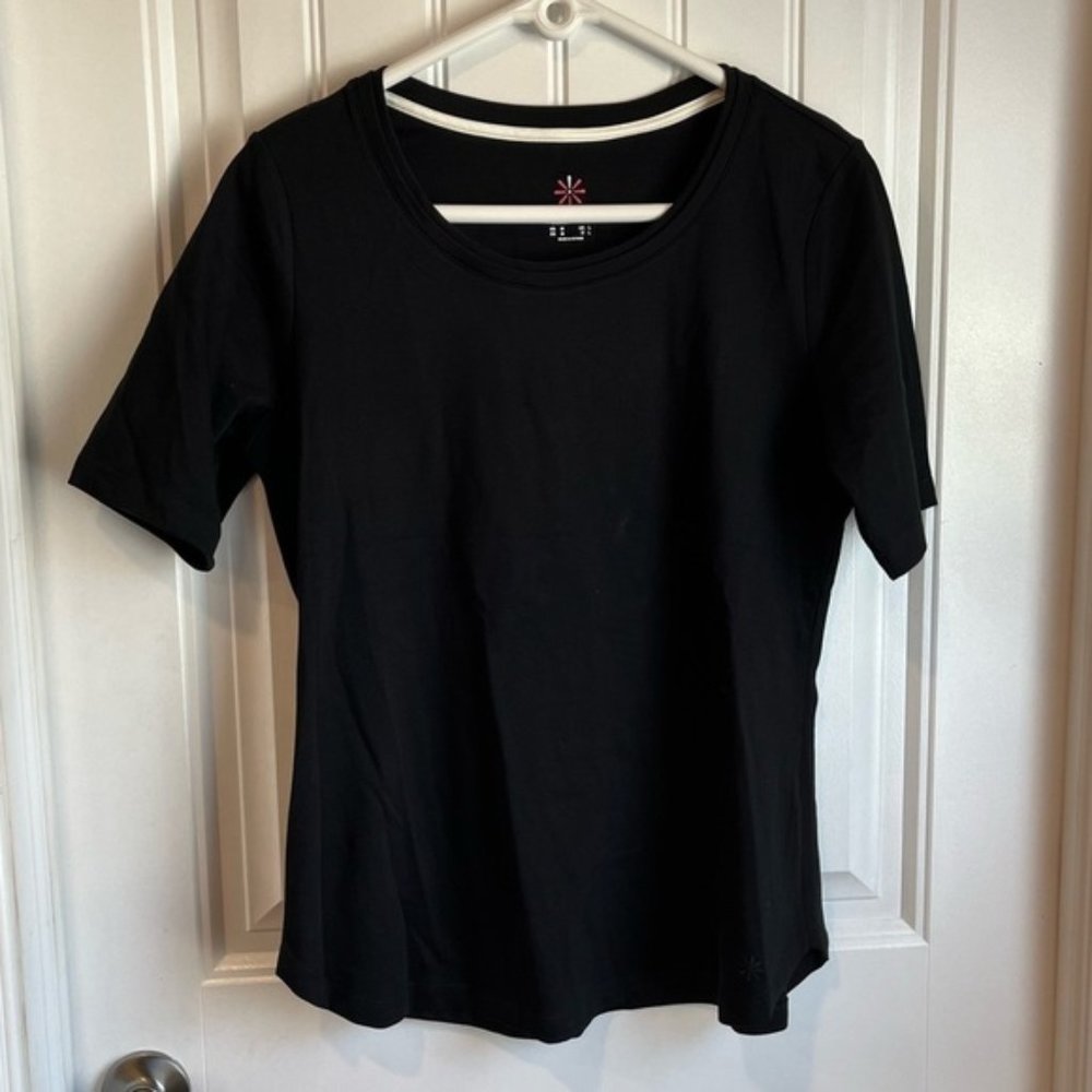 Nwot Isaac Mizrahi Live! Essentials Pima Cotton Tee Pitch Black Elbow Sleeve M